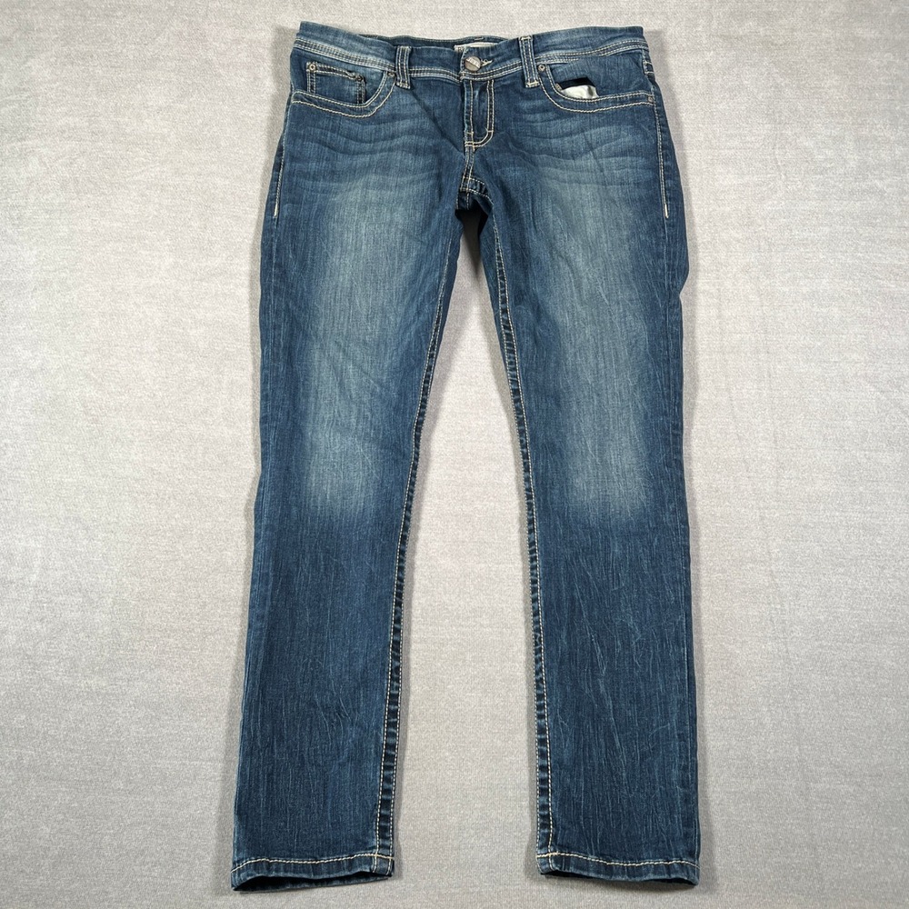 BKE Stella Straight Mid Rise Jeans Women 31 Blue Cotton Blend